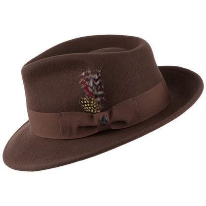 Chapeau Fedora en Laine Feutrée Déformable C-Crown marron JAXON & JAMES