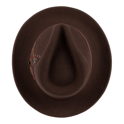 Chapeau Fedora en Laine Feutrée Déformable C-Crown marron JAXON & JAMES