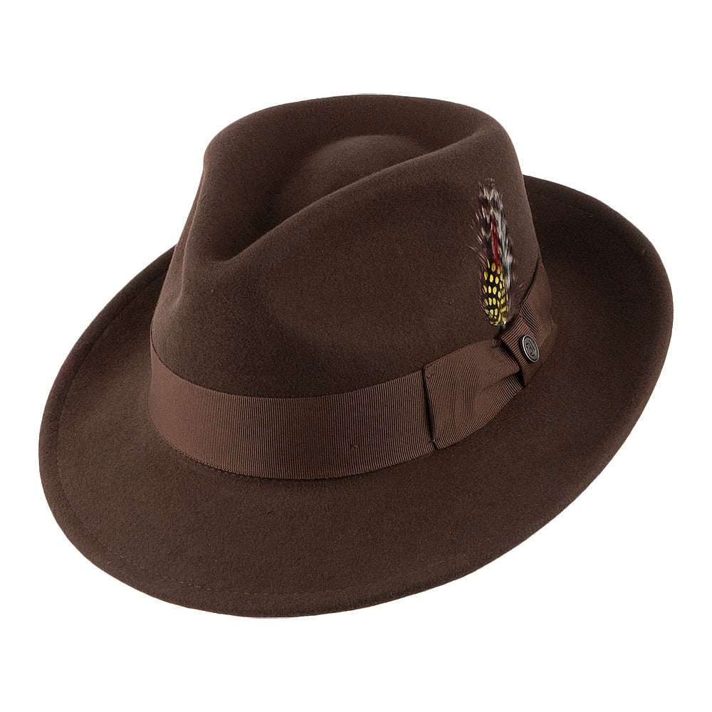 Chapeau Fedora en Laine Feutrée Déformable C-Crown marron JAXON & JAMES