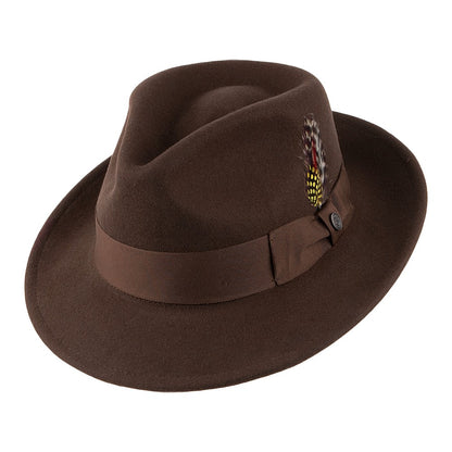 Chapeau Fedora en Laine Feutrée Déformable C-Crown marron JAXON & JAMES