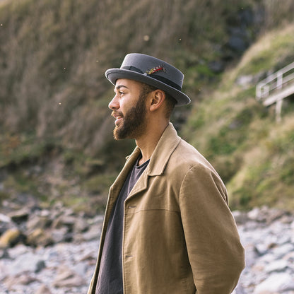 Chapeau Pork Pie en Laine Déformable gris JAXON & JAMES