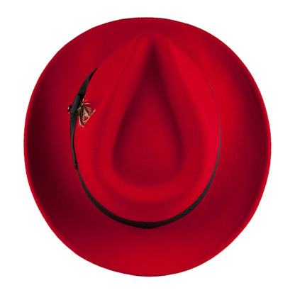 Chapeau Fedora en Laine Feutrée Déformable C-Crown rouge JAXON & JAMES
