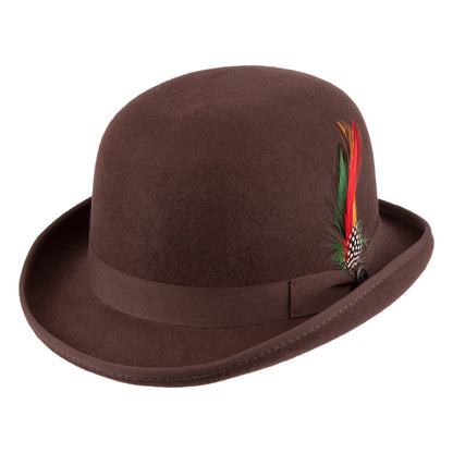 Chapeau Melon Anglais en Laine Feutrée marron JAXON & JAMES