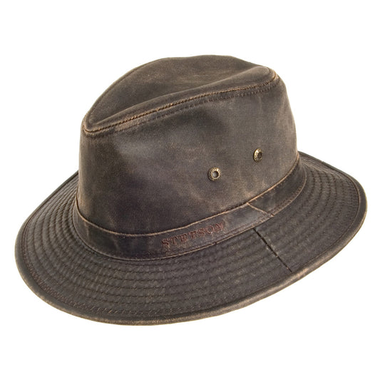 Chapeau Safari en Coton Délavé Déformable marron STETSON