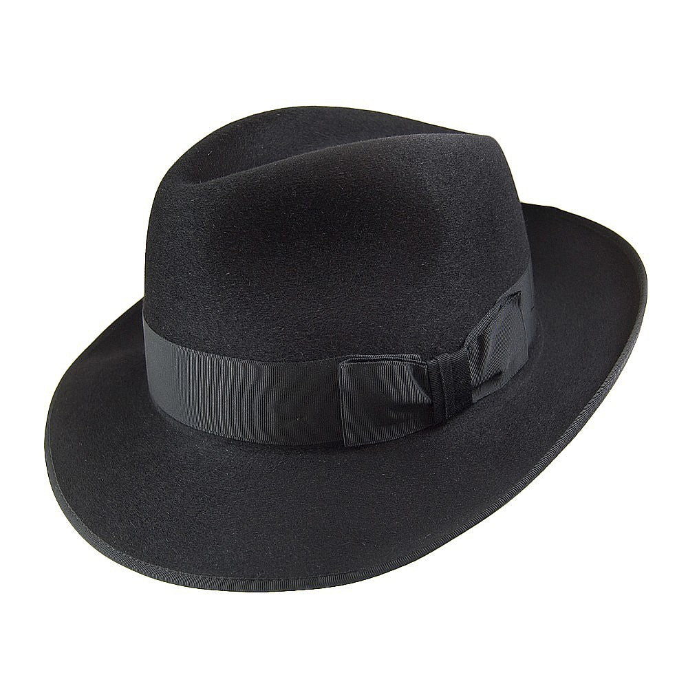 Chapeau Fedora en Fourrure Feutrée Gangster noir CHRISTYS