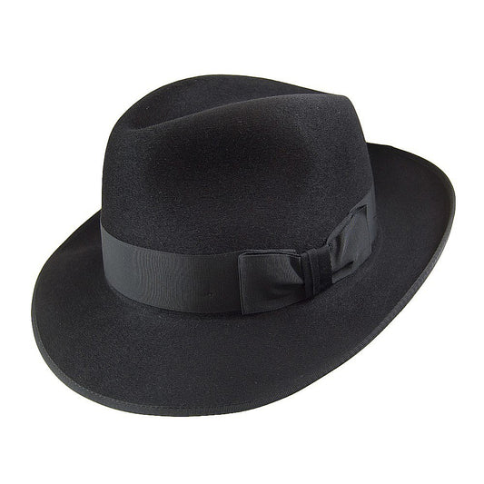 Chapeau Fedora en Fourrure Feutrée Gangster noir CHRISTYS
