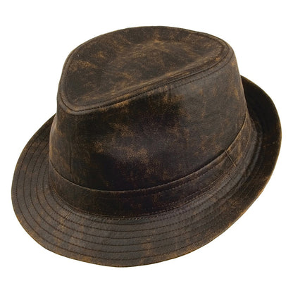 Chapeau Trilby en Coton à Effet Usé marron JAXON & JAMES