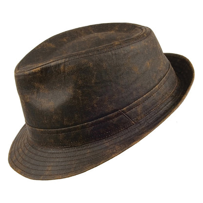 Chapeau Trilby en Coton à Effet Usé marron JAXON & JAMES