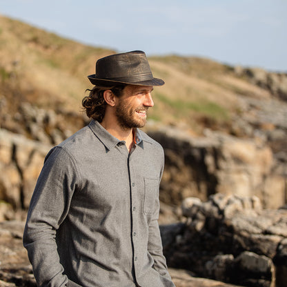 Chapeau Trilby en Coton à Effet Usé marron JAXON & JAMES