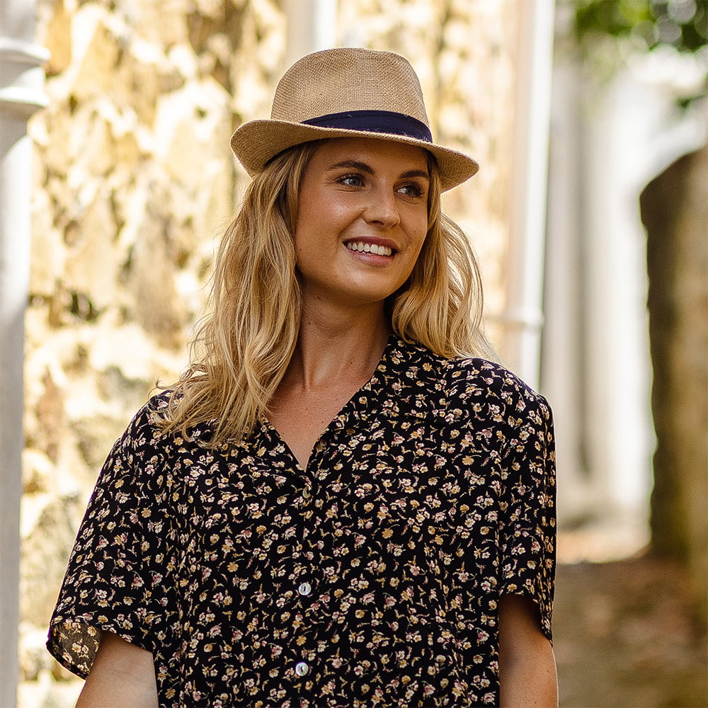 Chapeau Trilby en Jute beige sable JAXON & JAMES