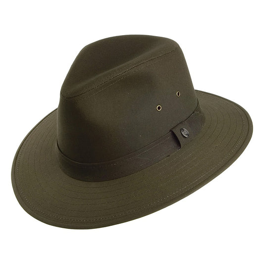 Chapeau Fedora Safari en Toile Cirée olive JAXON & JAMES