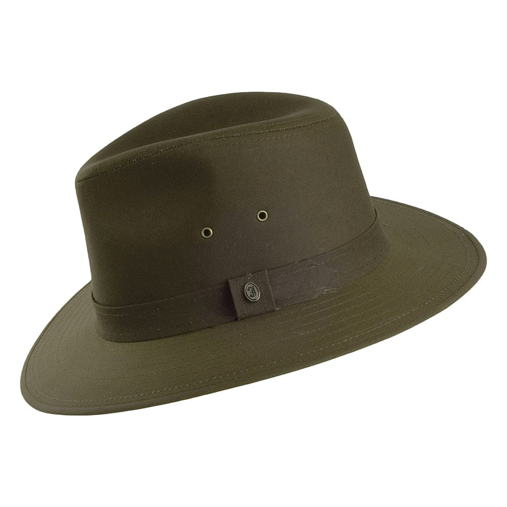 Chapeau Fedora Safari en Toile Cirée olive JAXON & JAMES