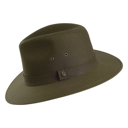 Chapeau Fedora Safari en Toile Cirée olive JAXON & JAMES