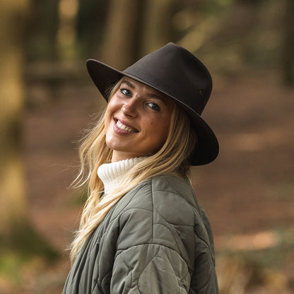 Chapeau Fedora Safari en Toile Cirée olive JAXON & JAMES