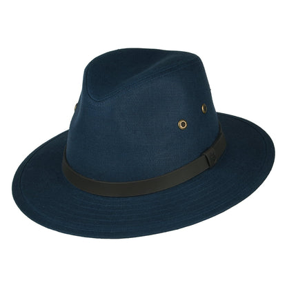 Chapeau Fedora Safari en Lin Irlandais bleu marine FAILSWORTH