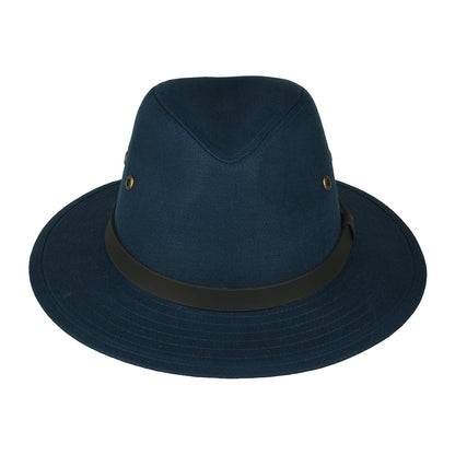 Chapeau Fedora Safari en Lin Irlandais bleu marine FAILSWORTH