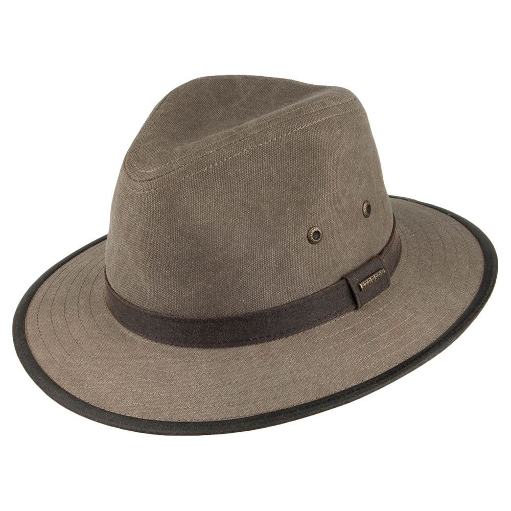 Chapeau Fedora Safari en Toile de Coton khaki STETSON