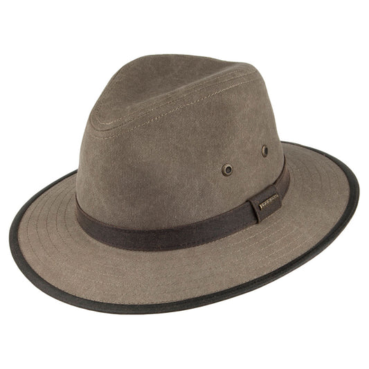 Chapeau Fedora Safari en Toile de Coton khaki STETSON