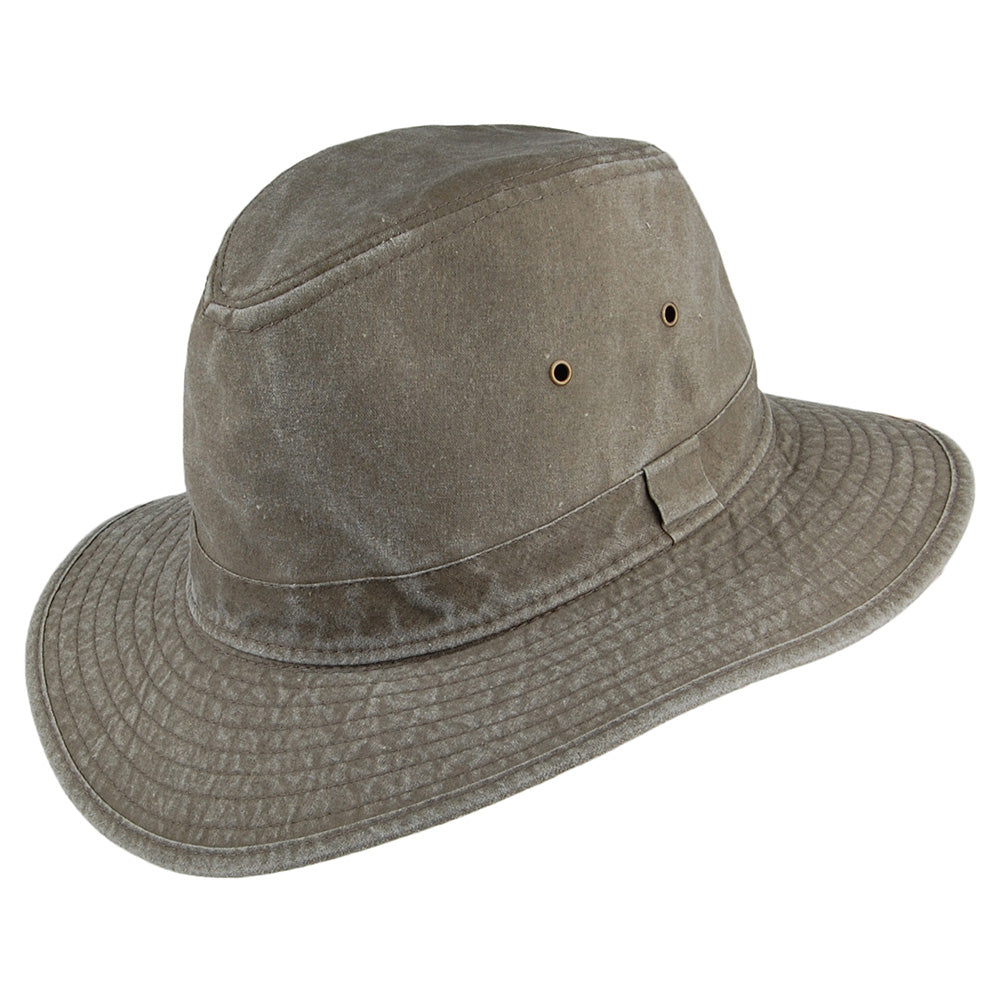 Chapeau Fedora Safari en Coton Rondavel olive DORFMAN PACIFIC