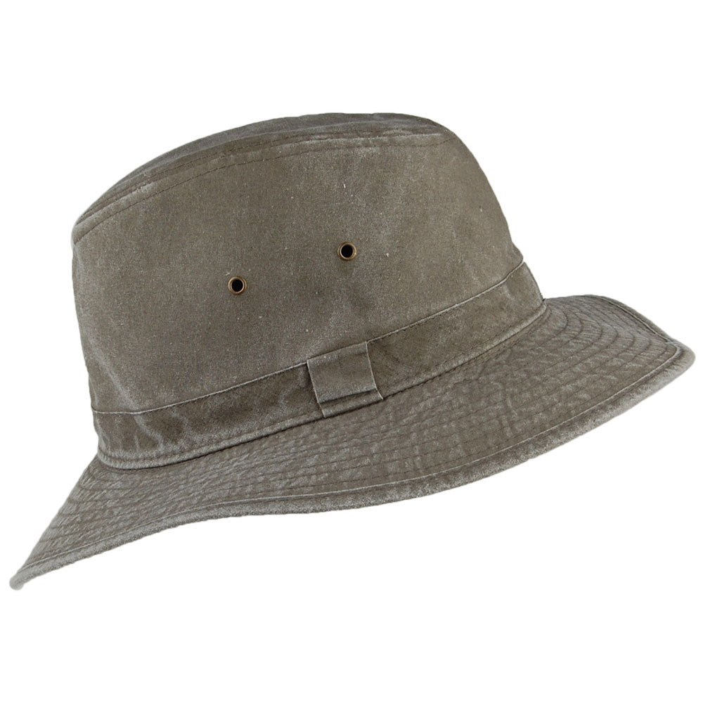 Chapeau Fedora Safari en Coton Rondavel olive DORFMAN PACIFIC