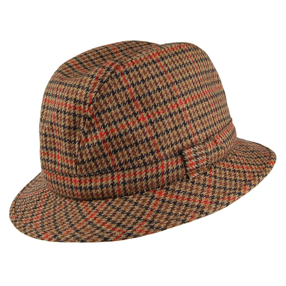 Chapeau Trilby Enroulable en Cachemire Pied-de-Poule Enroulable mélange de marrons CITY SPORT