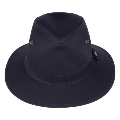 Chapeau Fedora en Coton Ciré Britannique Hydrofuge Drifter bleu marine FAILSWORTH