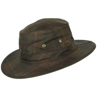 Chapeau Traveller en Coton Ciré à Carreaux marron FAILSWORTH