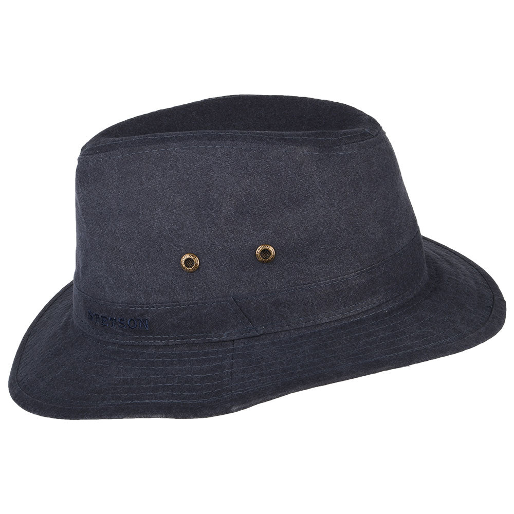 Chapeau Fedora Safari en Coton Bio Déformable bleu marine STETSON
