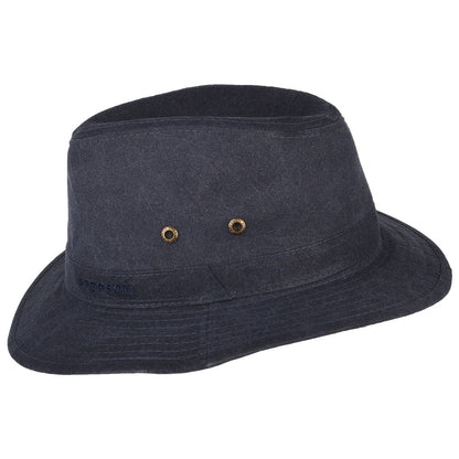 Chapeau Fedora Safari en Coton Bio Déformable bleu marine STETSON
