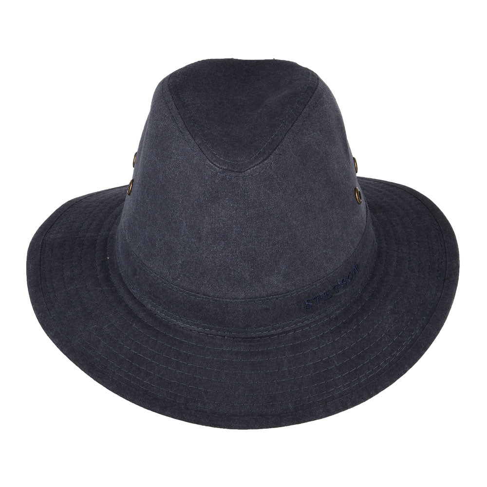 Chapeau Fedora Safari en Coton Bio Déformable bleu marine STETSON