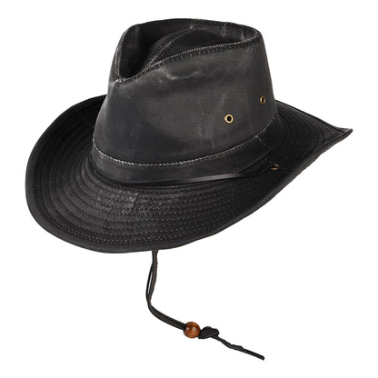 Chapeau Australien en Coton à Effet Usé noir DORFMAN PACIFIC
