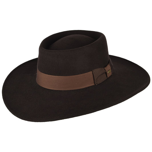 Chapeau Gaucho en Laine Feutrée Hydrofuge Hank chocolat SCALA