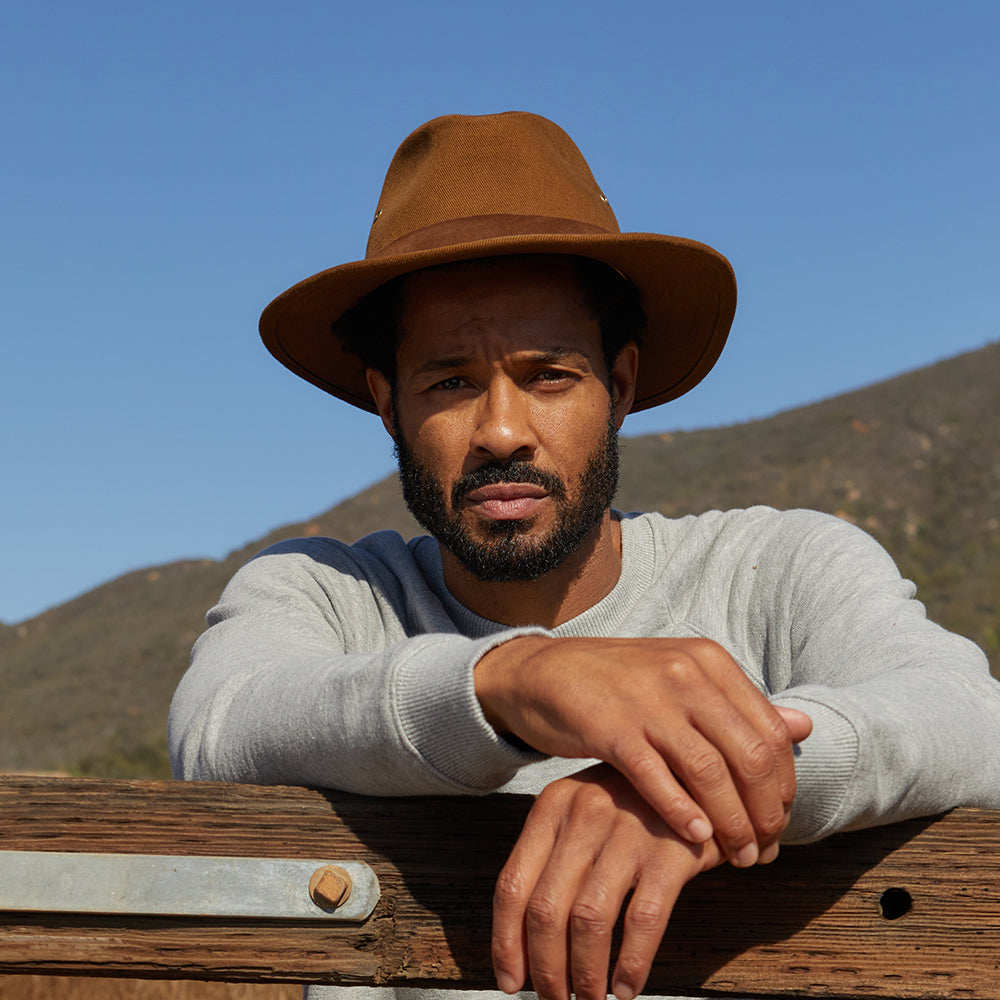 Chapeau Fedora en Coton Hydrofuge Messer X Adventure marron clair BRIXTON