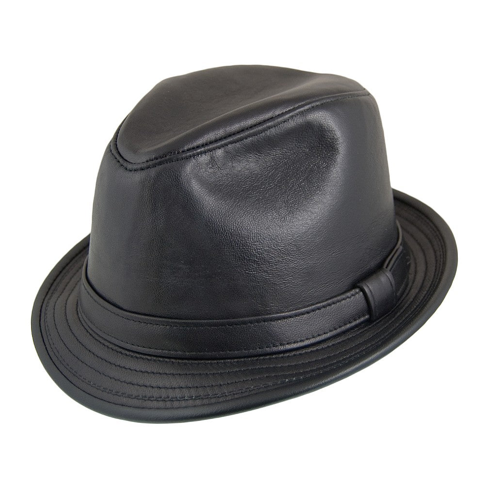 Chapeau Trilby en Cuir noir NEW YORK HAT CO.