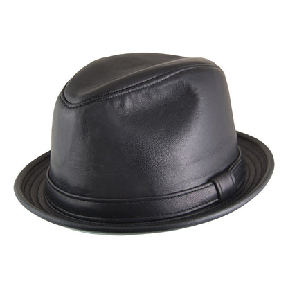 Chapeau Trilby en Cuir noir NEW YORK HAT CO.