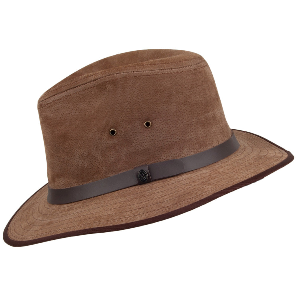 Chapeau Fedora Safari en Cuir Nubuck châtaigne JAXON & JAMES