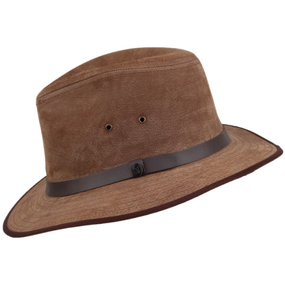 Chapeau Fedora Safari en Cuir Nubuck châtaigne JAXON & JAMES