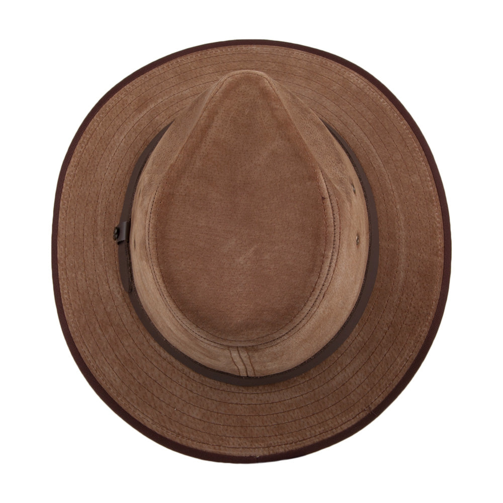 Chapeau Fedora Safari en Cuir Nubuck châtaigne JAXON & JAMES