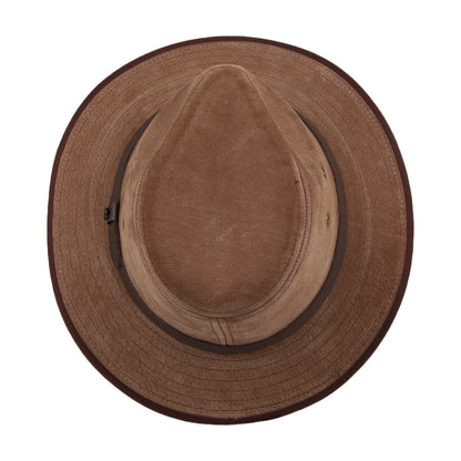 Chapeau Fedora Safari en Cuir Nubuck châtaigne JAXON & JAMES
