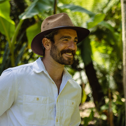 Chapeau Fedora Safari en Cuir Nubuck châtaigne JAXON & JAMES