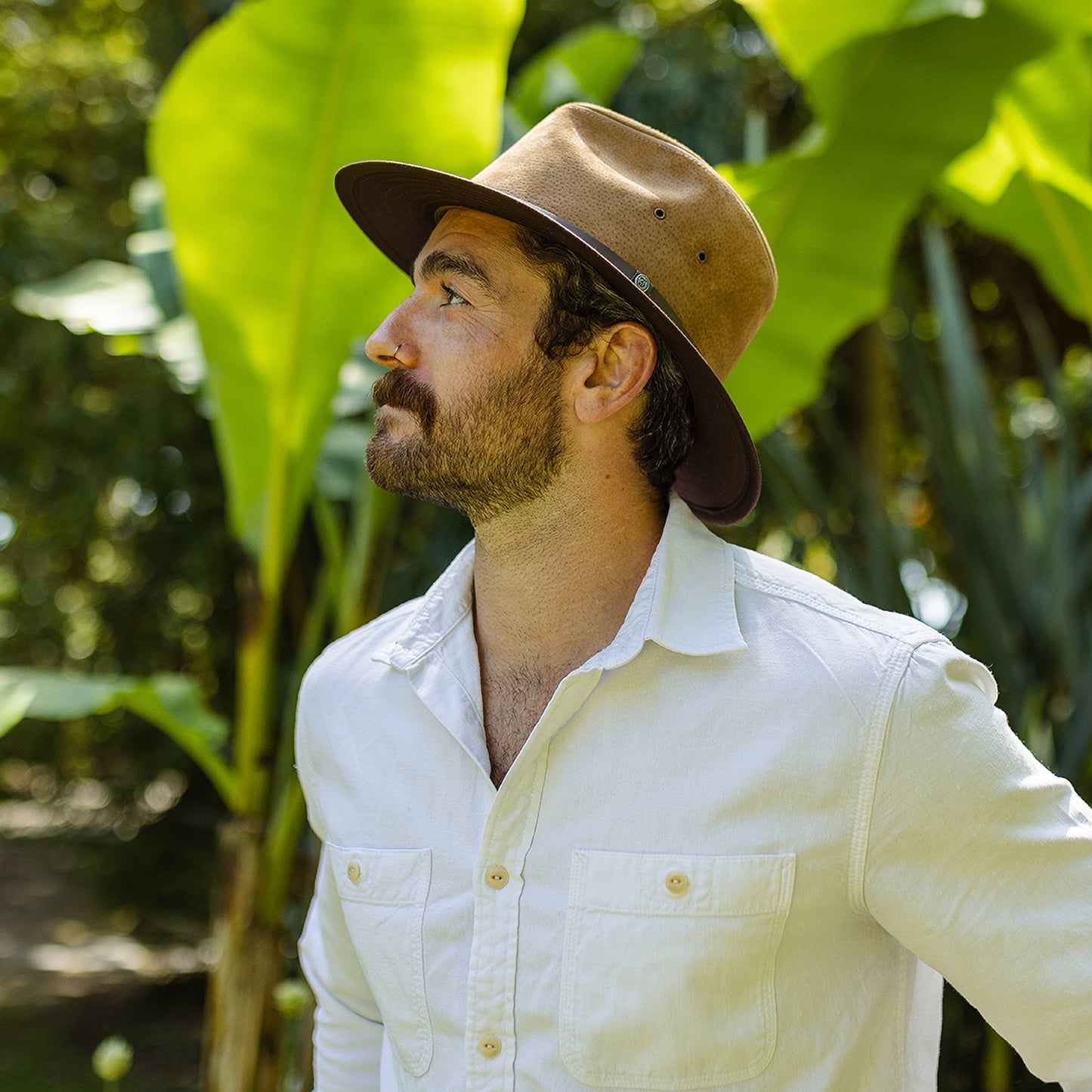 Chapeau Fedora Safari en Cuir Nubuck châtaigne JAXON & JAMES