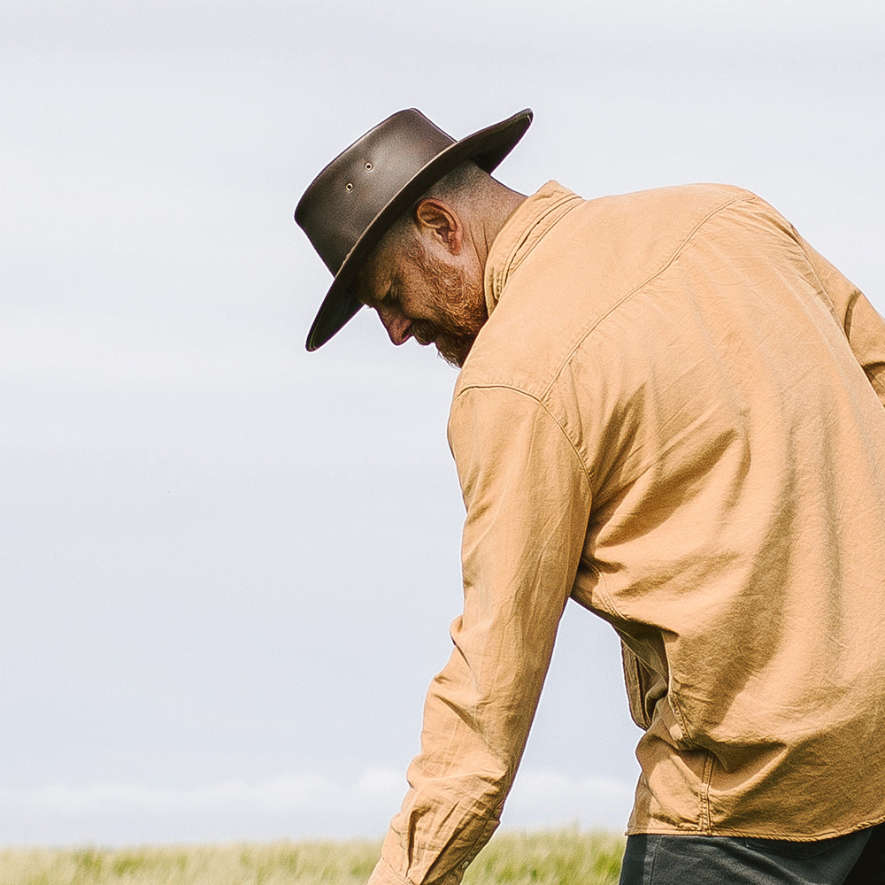 Chapeau Australien en Cuir Déformable marron JAXON & JAMES