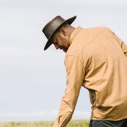 Chapeau Australien en Cuir Déformable marron JAXON & JAMES
