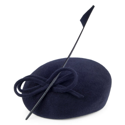 Béret en Fourrure Feutrée avec Plume bleu marine WHITELEY