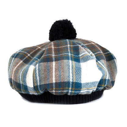 Chapeau Tam O'Shanter en Laine d'Agneau Stewart Dress bleu LOCHCARRON OF SCOTLAND