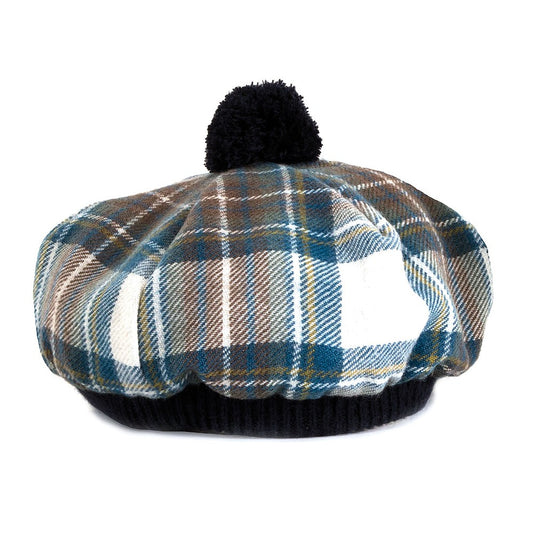 Chapeau Tam O'Shanter en Laine d'Agneau Stewart Dress bleu LOCHCARRON OF SCOTLAND