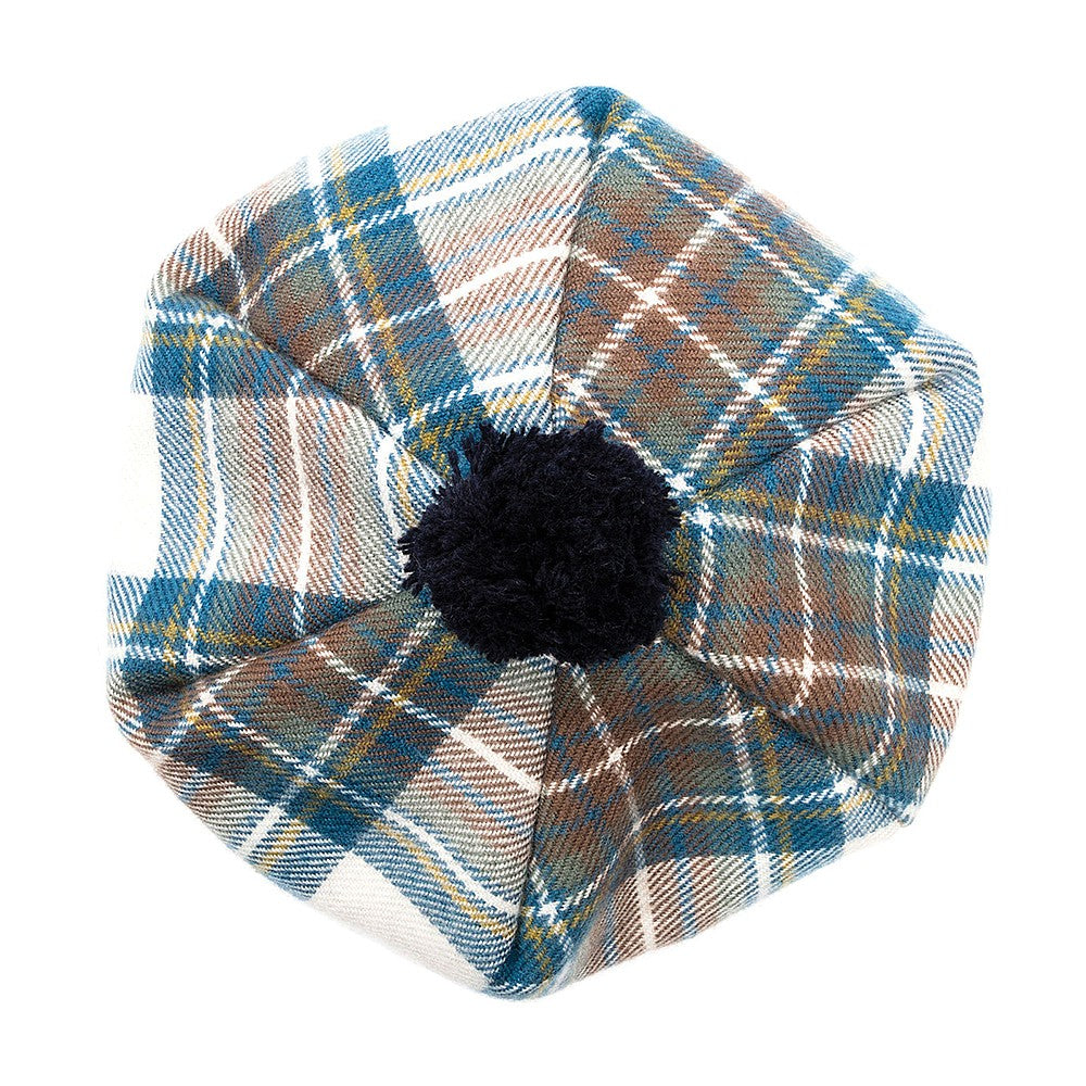 Chapeau Tam O'Shanter en Laine d'Agneau Stewart Dress bleu LOCHCARRON OF SCOTLAND