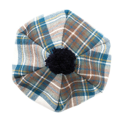Chapeau Tam O'Shanter en Laine d'Agneau Stewart Dress bleu LOCHCARRON OF SCOTLAND