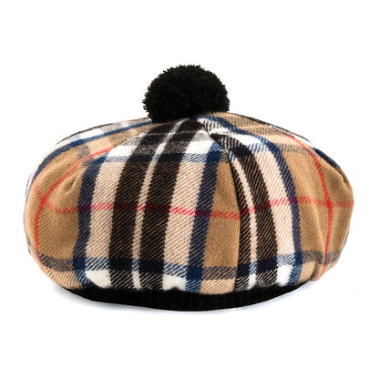 Chapeau Tam O'Shanter en Laine d'Agneau Thomson Camel LOCHCARRON OF SCOTLAND