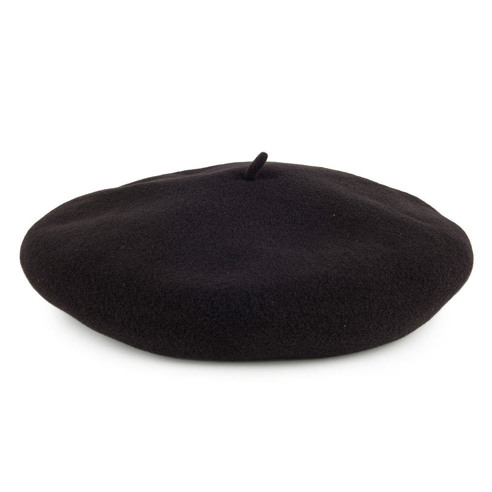 Béret Basque en Laine Mérinos 25,5cm de Diamètre noir LAULHÈRE